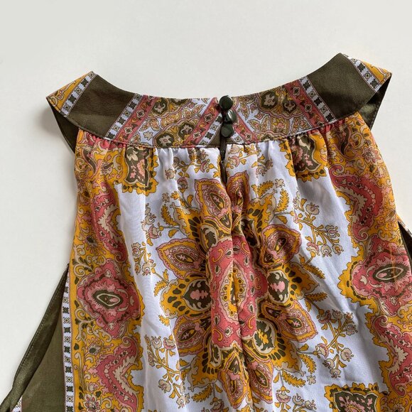 New York & Co Size 14 Halter Dress over Shorts Asymmetric Hem Olive Multicolor - Picture 9 of 11